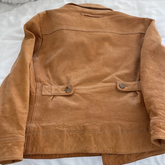 Banana republic Cropped camel leather jacket with 3/4 sleeve - Picture 5 of 6